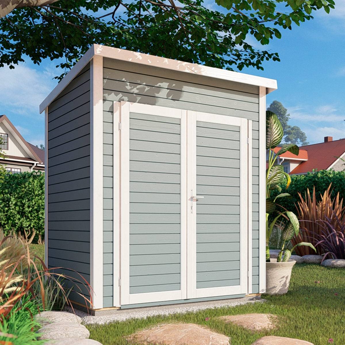 Abri de jardin en bois gris Bertilo 2,16 m² - Bertilo - Imagen 2
