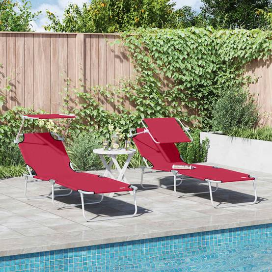 Transat Rouge Polyester 58 x 188 x 77 cm 2 pcs - PANGIVO - Image 1