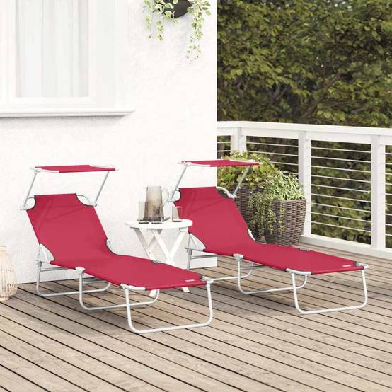Transat Rouge Polyester 58 x 188 x 77 cm 2 pcs - PANGIVO - Image 3