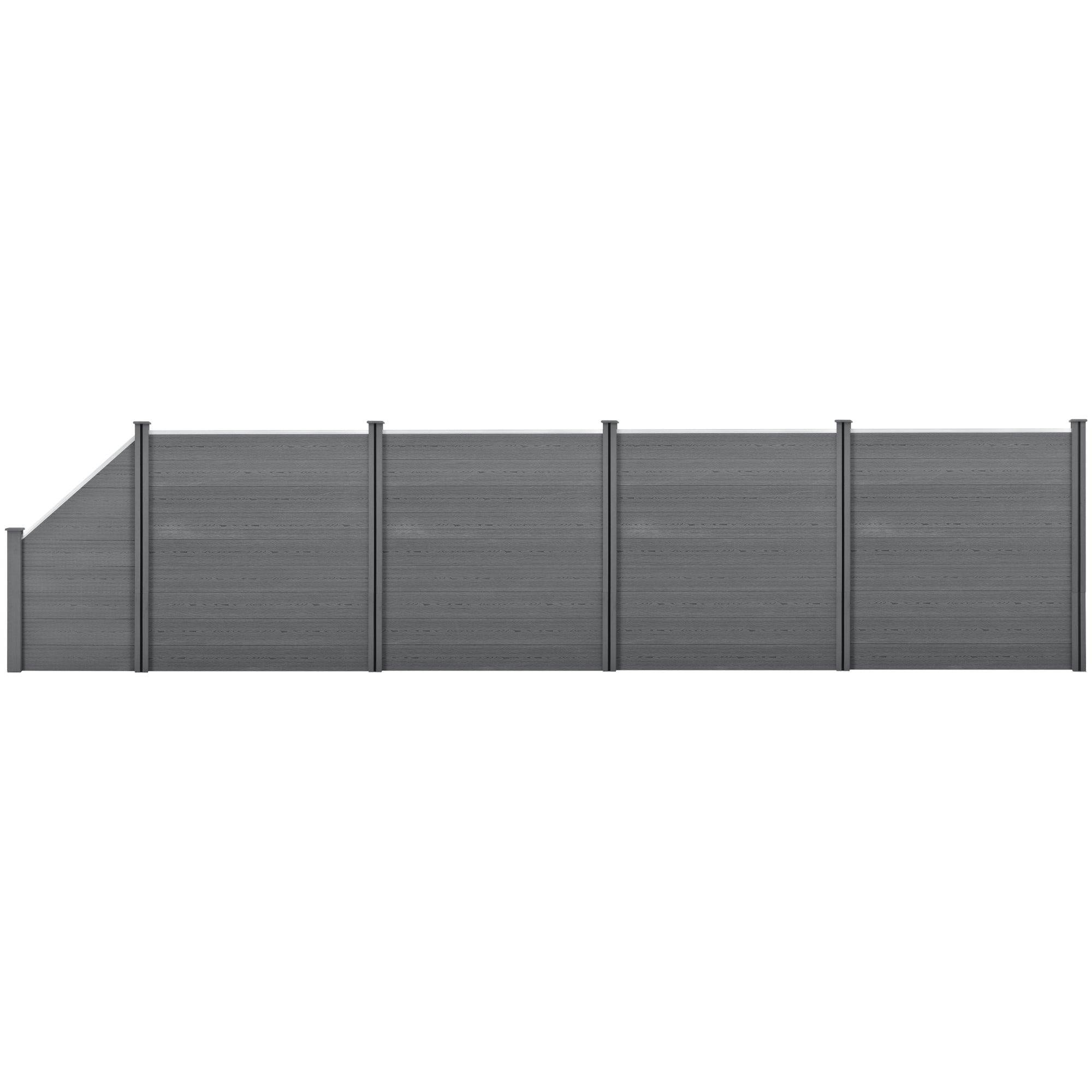 Helloshop26 - Clôture brise vue brise vent bois composite (WPC) quadratique et oblique 183 x 799 cm gris - Imagen 1