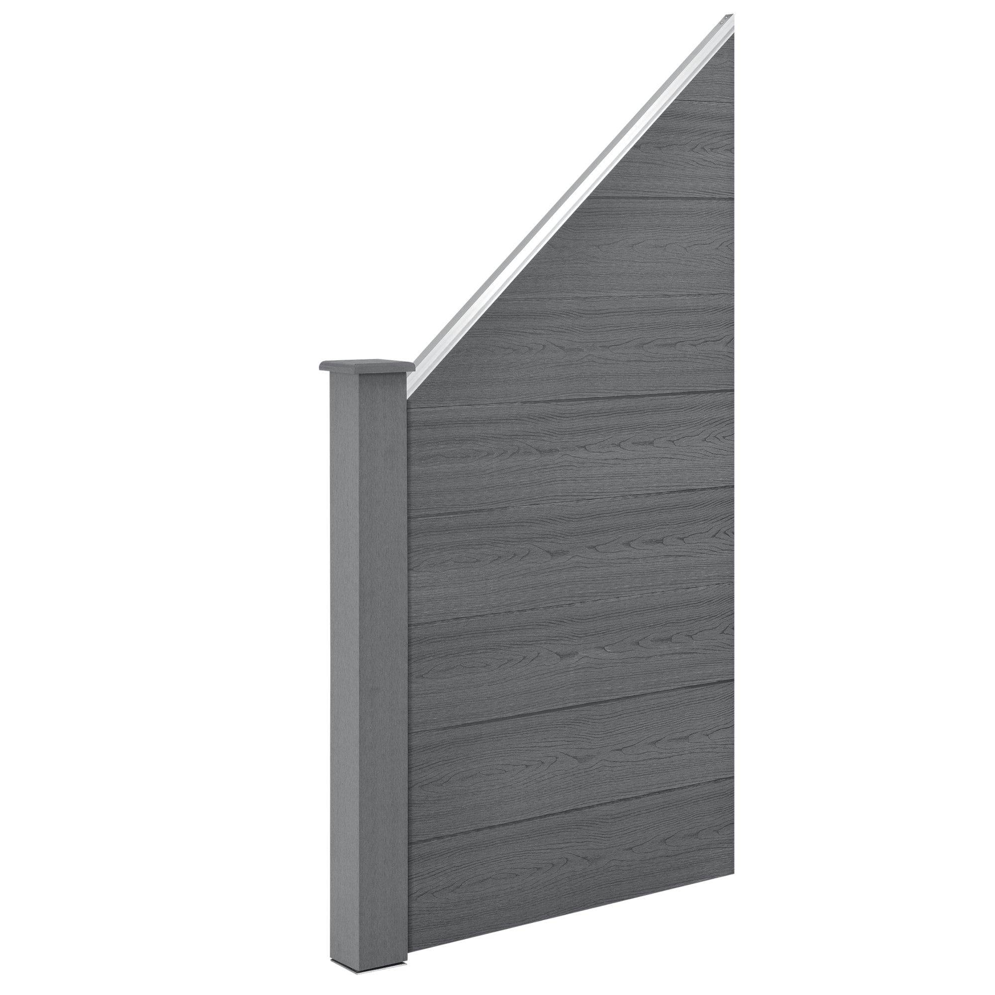 Helloshop26 - Clôture brise vue brise vent bois composite (WPC) quadratique et oblique 183 x 799 cm gris - Imagen 4