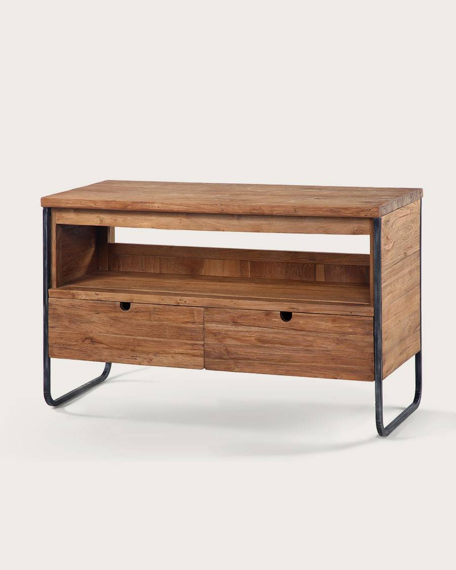Azur - Meuble  industriel en teck et métal 120 cm - UNIQKA - Imagen 1