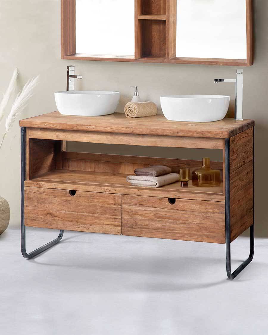 Azur - Meuble  industriel en teck et métal 120 cm - UNIQKA - Imagen 6