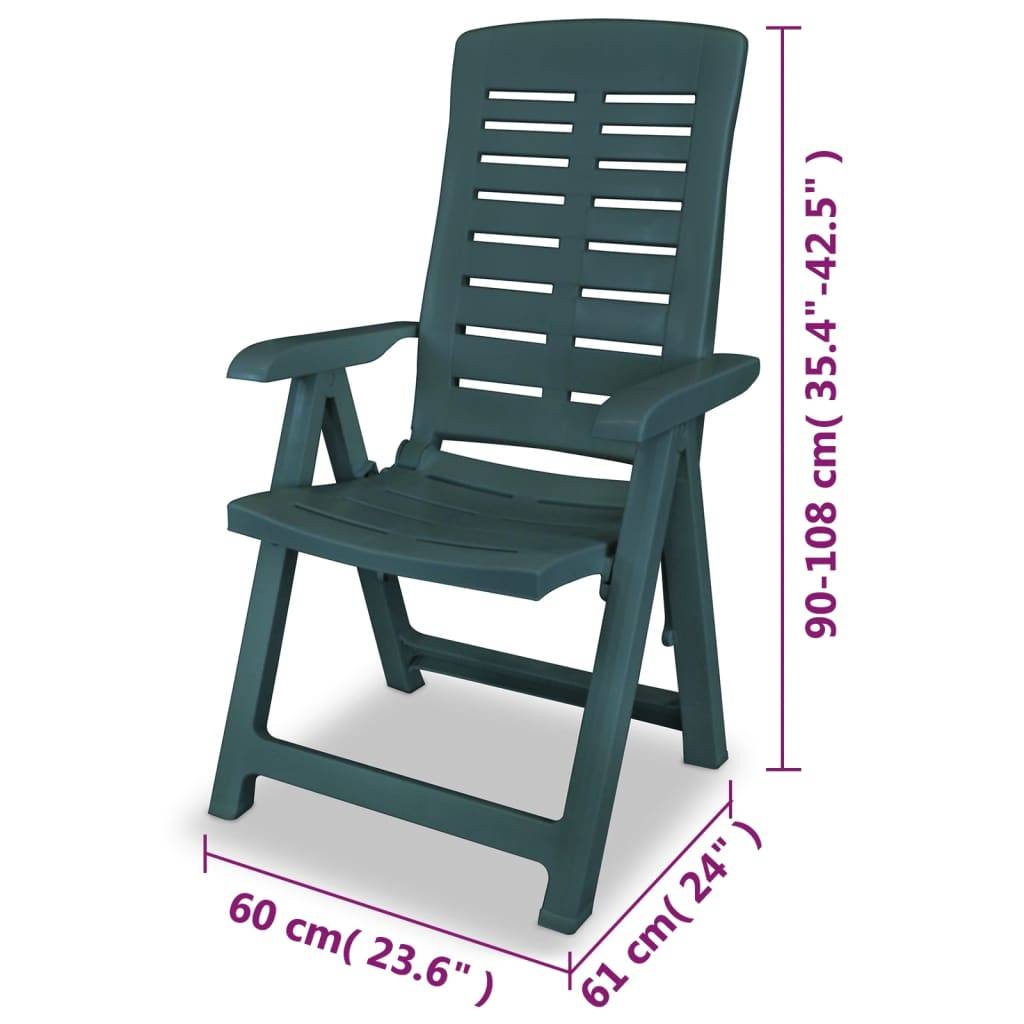 Vidaxl - Chaises pliantes inclinables, lot de 4, en plastique vert vidaXL 275069 - Imagen 3