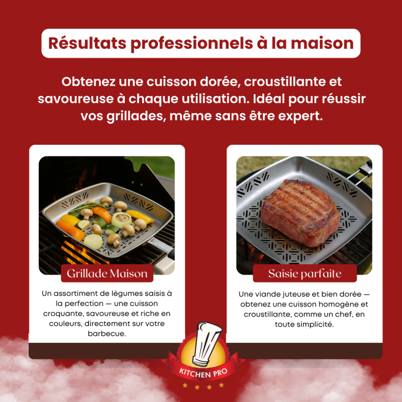 Autre - VENTEO Poêle Barbecue Inox avec Poignée Ergonomique Amovible | Grille BBQ en Acier Inoxydable Résistant - VENTEO - Image 7