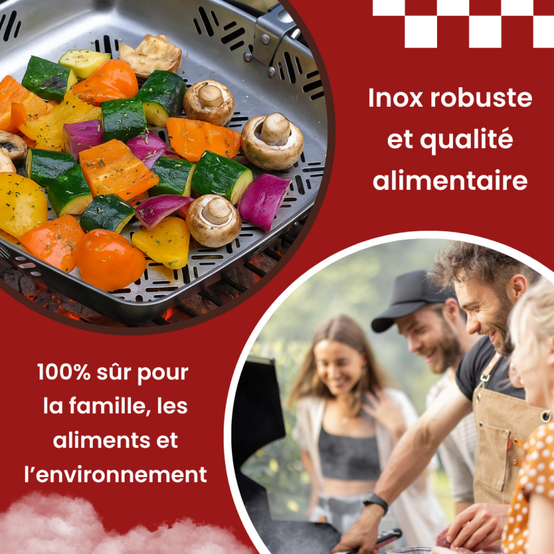Autre - VENTEO Poêle Barbecue Inox avec Poignée Ergonomique Amovible | Grille BBQ en Acier Inoxydable Résistant - VENTEO - Image 3