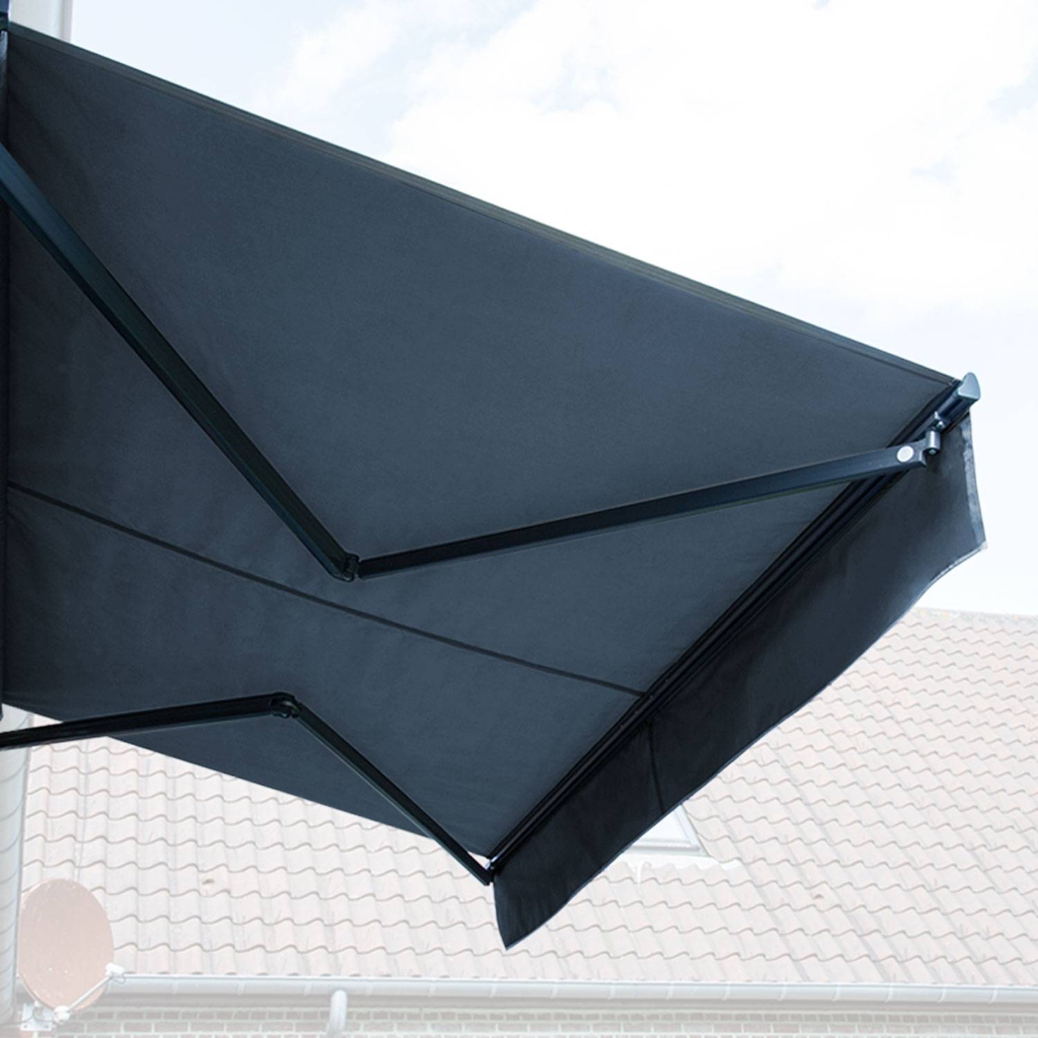 Happy Garden - Store banne SAULE 2,95 × 2,5m avec semi-coffre - Toile anthracite et structure grise - HAPPY GARDEN - Imagen 5