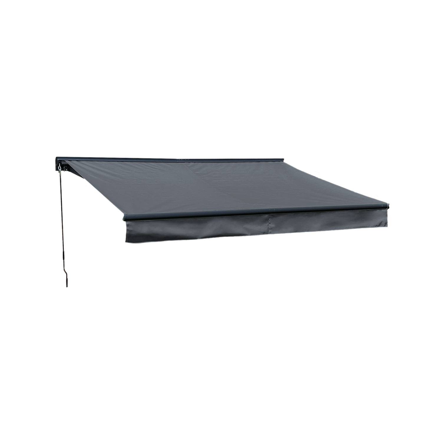 Happy Garden - Store banne SAULE 2,95 × 2,5m avec semi-coffre - Toile anthracite et structure grise - HAPPY GARDEN - Imagen 1