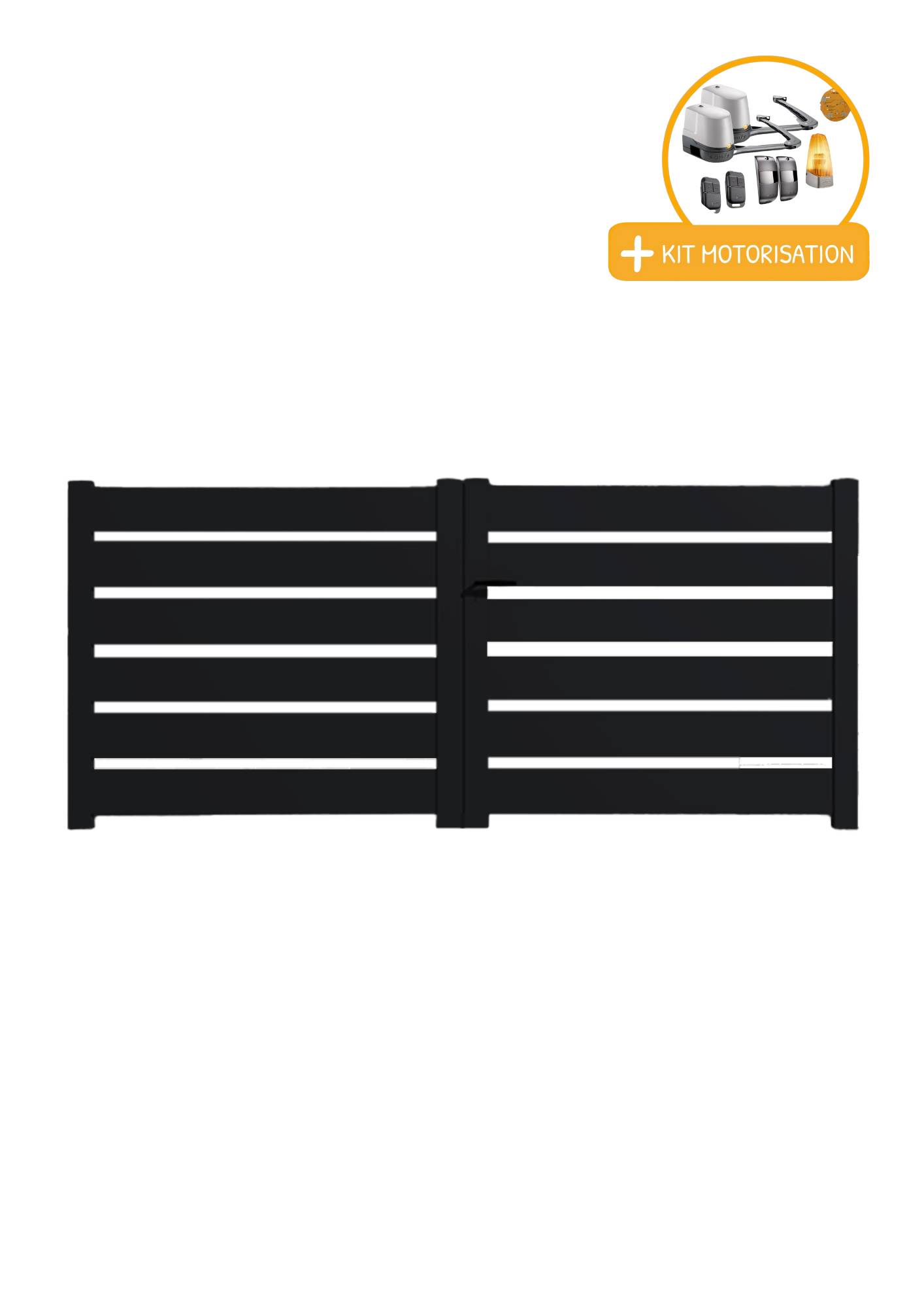 Portail Packit - Portail alu battant SAH en kit +MOT dim. L.3000 (entre piliers) X H.1500 mmMOT LOCKYVIA (à bras)  Noir (RAL 9005) - Imagen 2