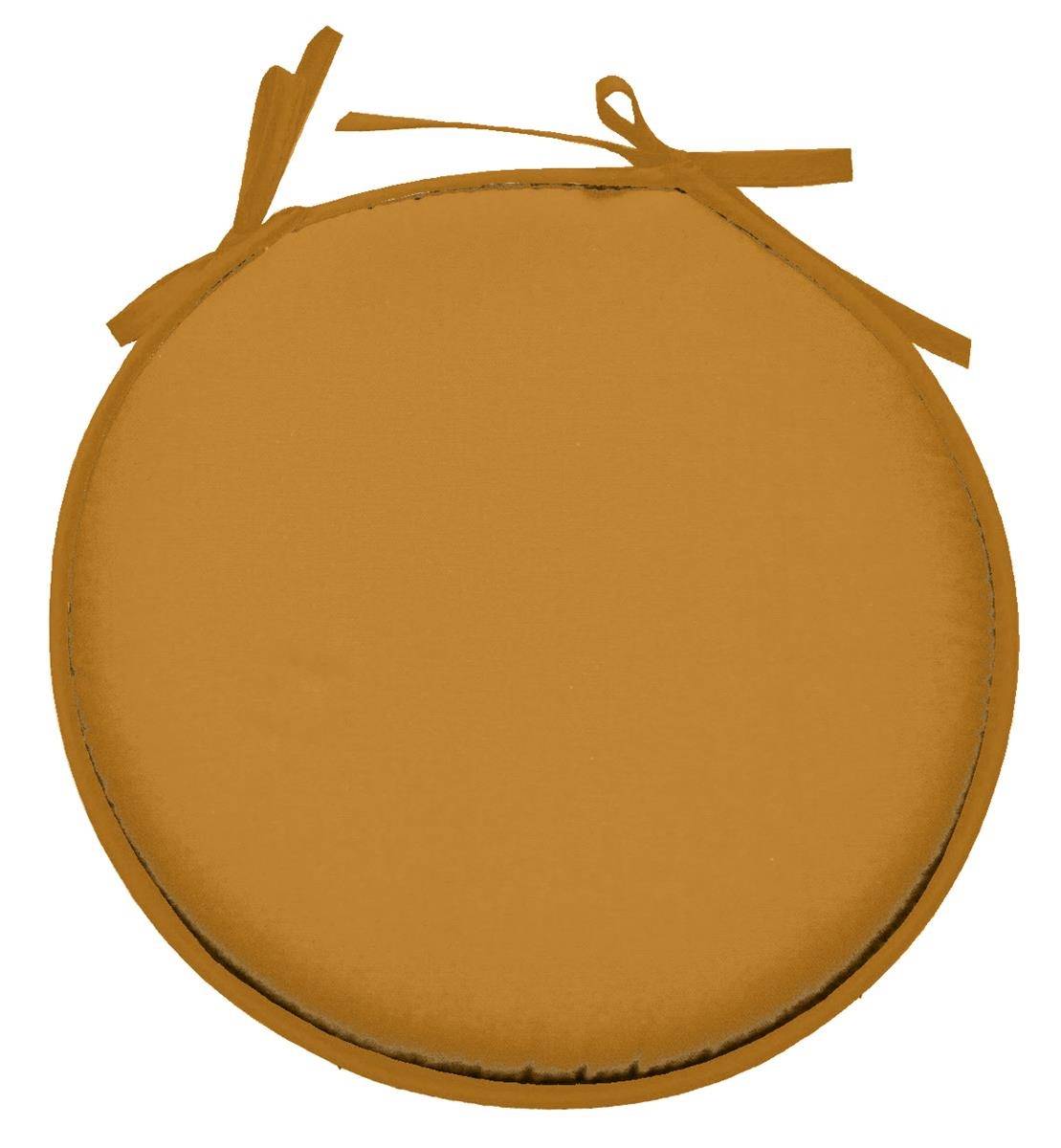 Eden - Galette de chaise ronde Unie Pop color 40 cm Curry - Image 1