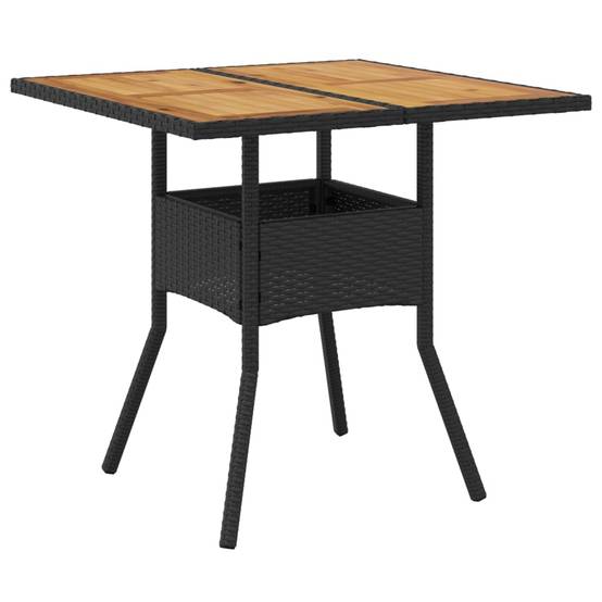 Salon de Jardin 4 Personnes Résine Tressée et Table Acacia Carrée 80cm avec Coussins pour Extérieur Noir – ComfortXL Outdoor Living - Image 4