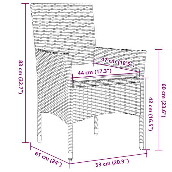Salon de Jardin 4 Personnes Résine Tressée et Table Acacia Carrée 80cm avec Coussins pour Extérieur Noir – ComfortXL Outdoor Living - Image 8