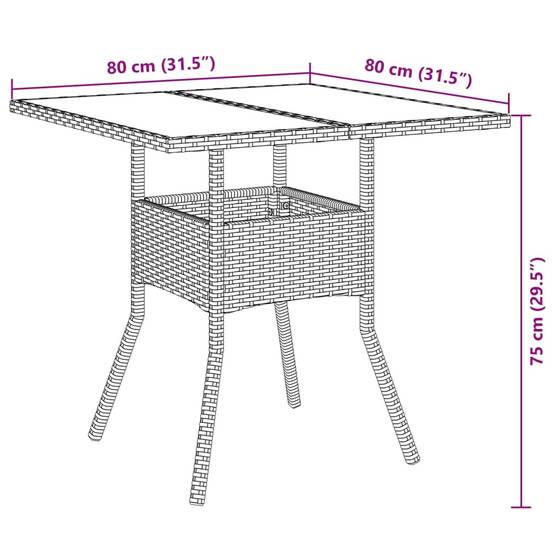 Salon de Jardin 4 Personnes Résine Tressée et Table Acacia Carrée 80cm avec Coussins pour Extérieur Noir – ComfortXL Outdoor Living - Image 9