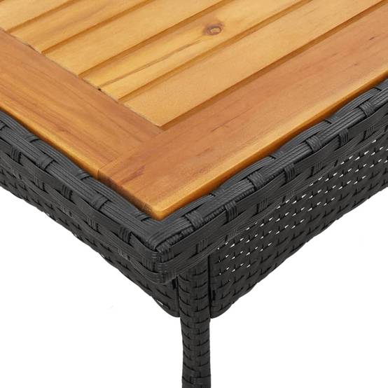 Salon de Jardin 4 Personnes Résine Tressée et Table Acacia Carrée 80cm avec Coussins pour Extérieur Noir – ComfortXL Outdoor Living - Image 6