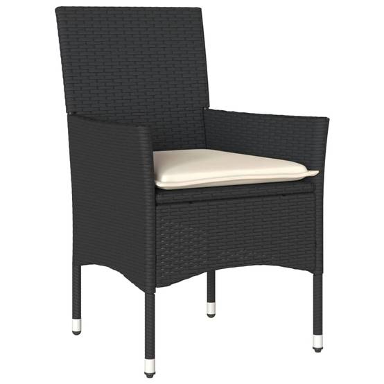 Salon de Jardin 4 Personnes Résine Tressée et Table Acacia Carrée 80cm avec Coussins pour Extérieur Noir – ComfortXL Outdoor Living - Image 3