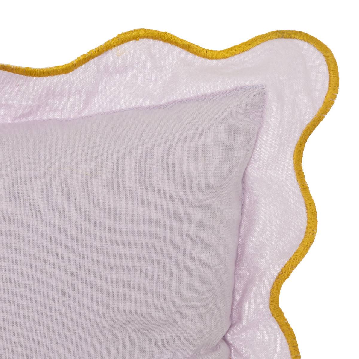 Coussin décoratif Lilas bordure dentelée et brodée 35 x 55 cm - Imagen 2