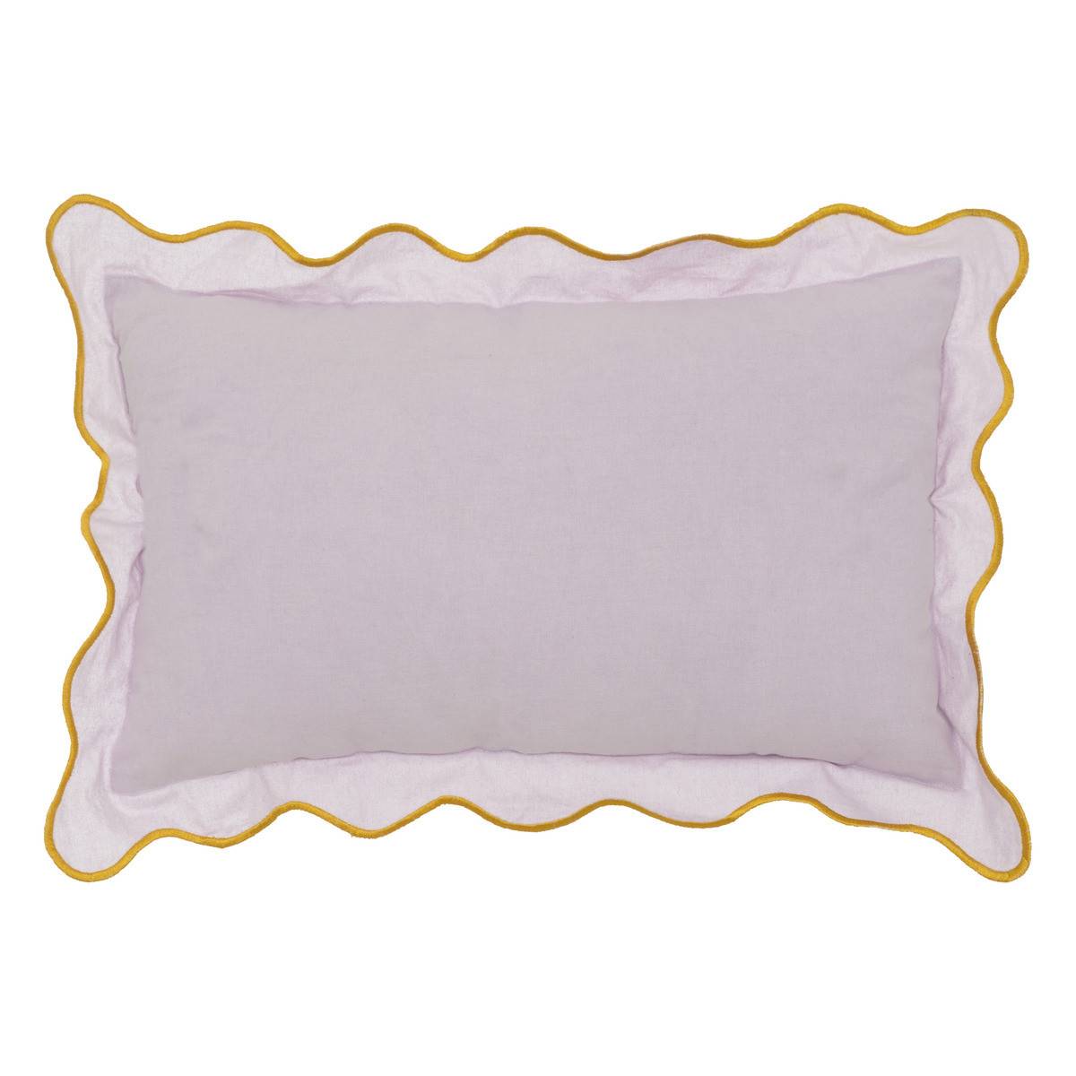 Coussin décoratif Lilas bordure dentelée et brodée 35 x 55 cm - Imagen 1