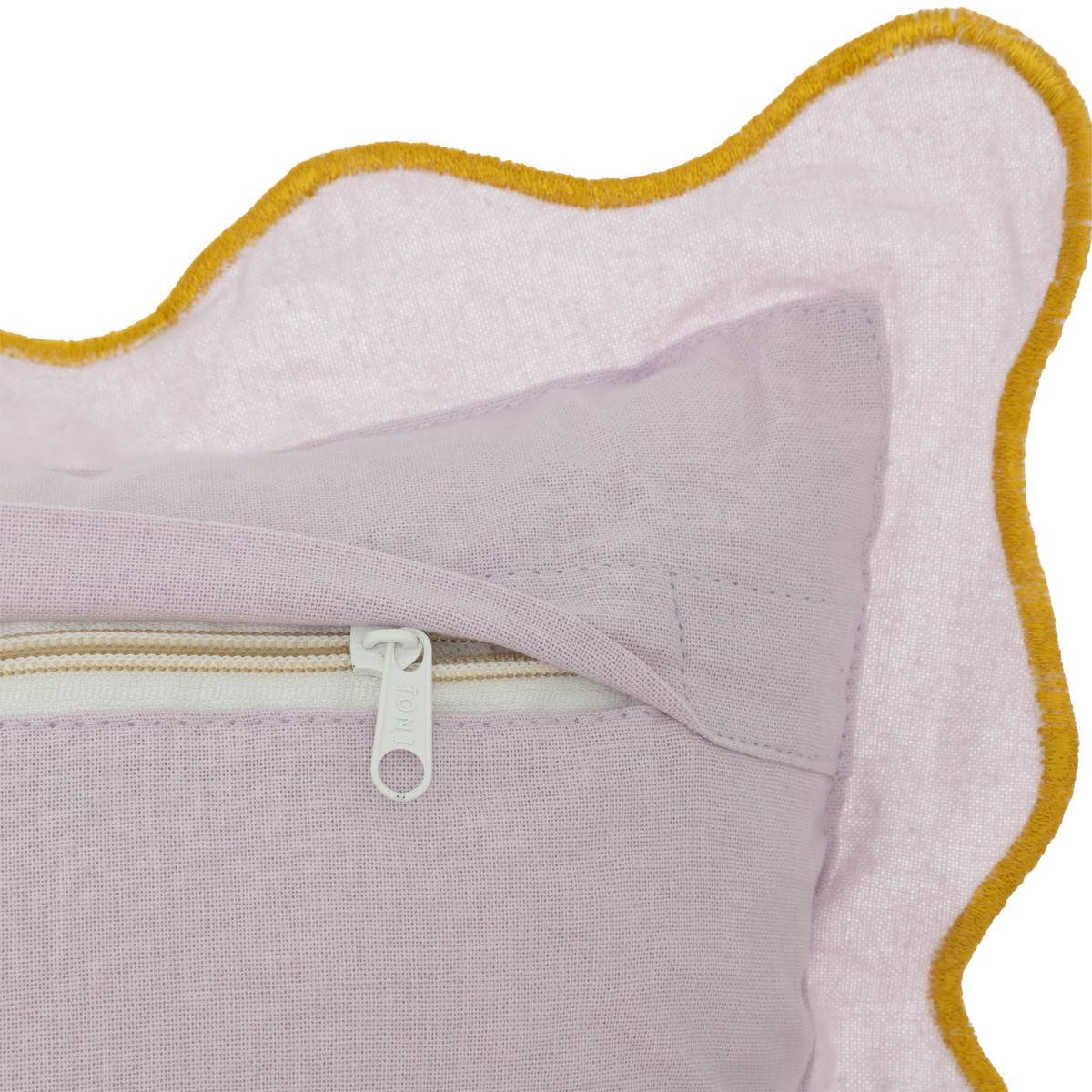 Coussin décoratif Lilas bordure dentelée et brodée 35 x 55 cm - Imagen 3
