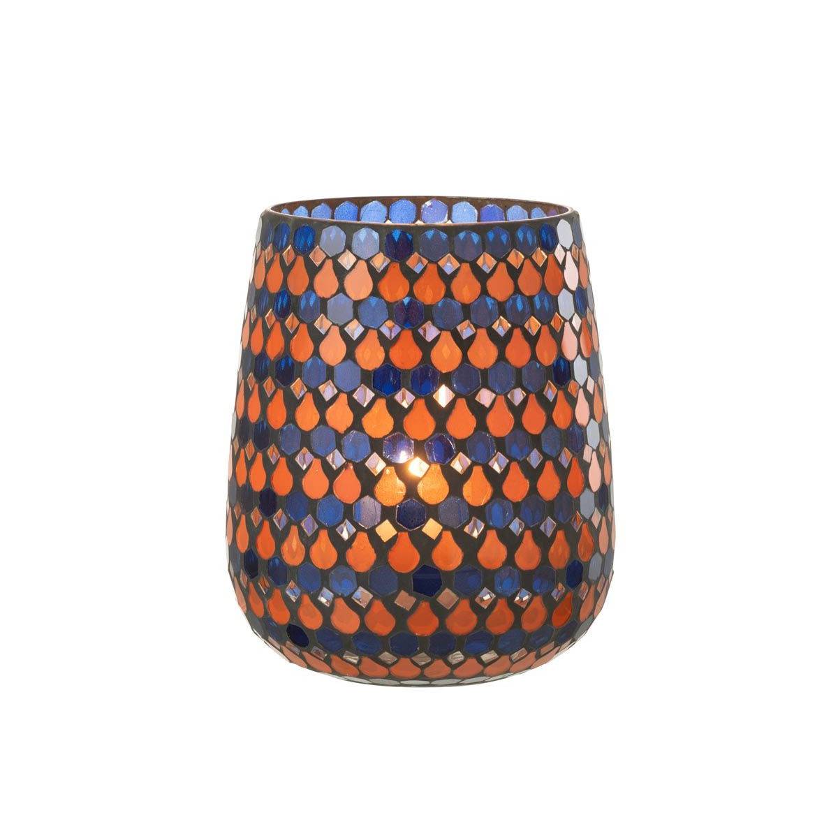 Photophore Design Goutte "African Desire" 21cm Orange & Bleu - Image 2
