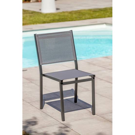 Dcb Garden - Chaise de Jardin Empilable "Tolede" 87cm Gris Anthracite - Image 2