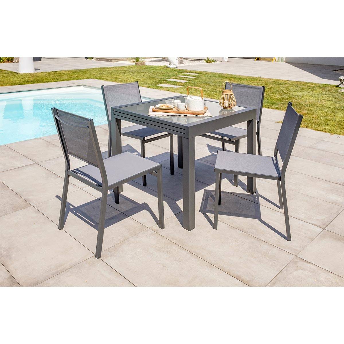 Dcb Garden - Chaise de Jardin Empilable "Tolede" 87cm Gris Anthracite - Image 4