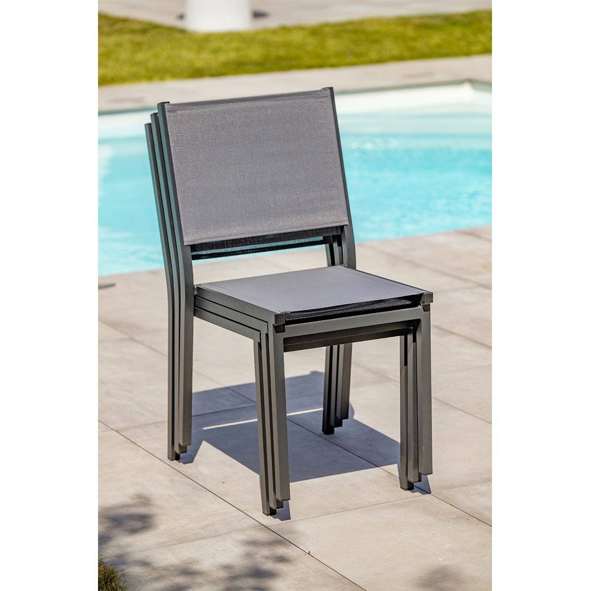 Dcb Garden - Chaise de Jardin Empilable "Tolede" 87cm Gris Anthracite - Image 3