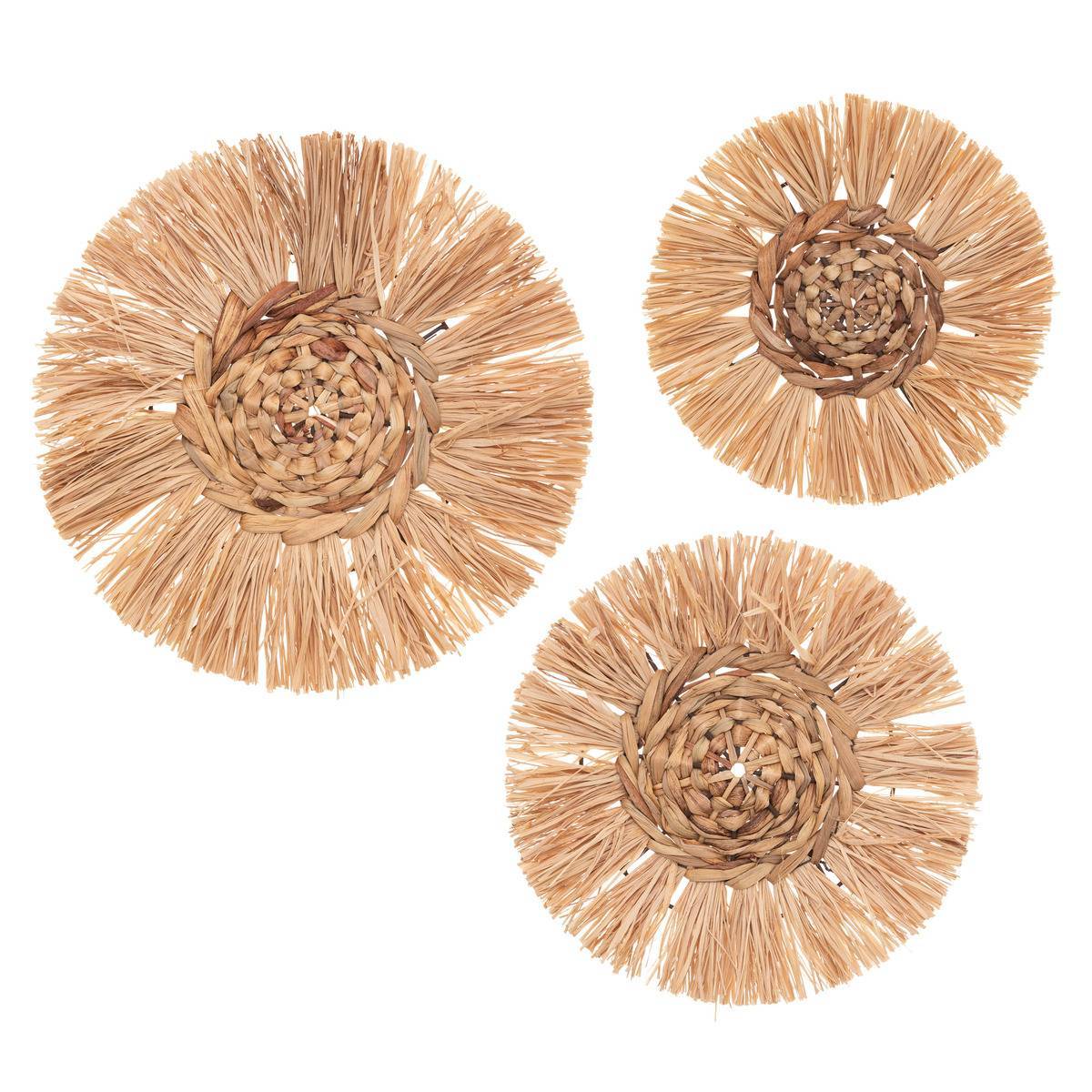 Atmosphera - Set de 3 déco murales raphia D25/30/36cm - Atmosphera Créateur d'intérieur - Imagen 2