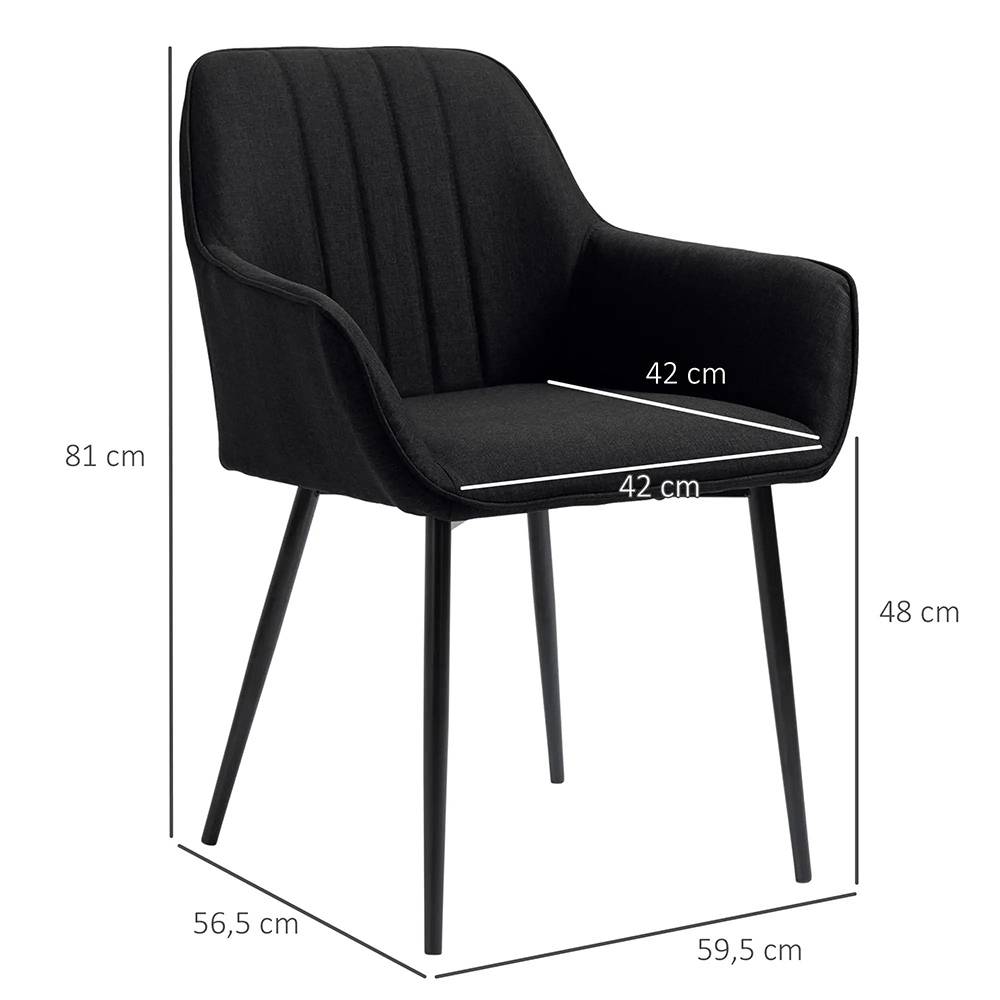 KOMHTOM - Chaises de Salle à Manger Chaises de Visiteur Design scandinave - Lot de 2 chaises - Pieds effilés métal Noir - Image 4