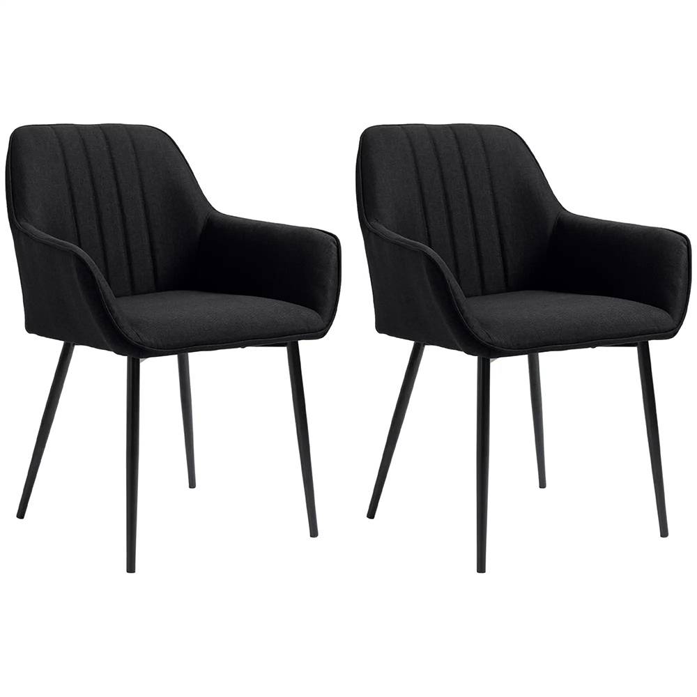 KOMHTOM - Chaises de Salle à Manger Chaises de Visiteur Design scandinave - Lot de 2 chaises - Pieds effilés métal Noir - Image 5