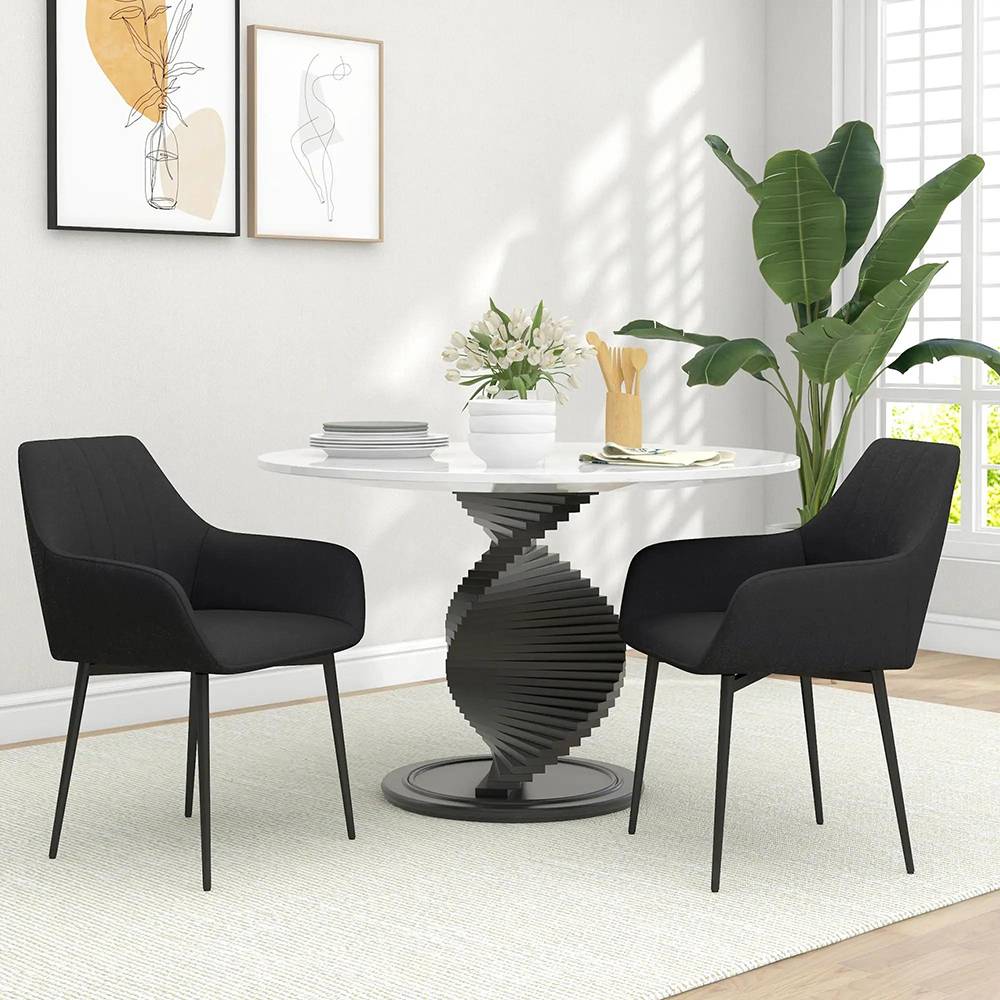 KOMHTOM - Chaises de Salle à Manger Chaises de Visiteur Design scandinave - Lot de 2 chaises - Pieds effilés métal Noir - Image 1