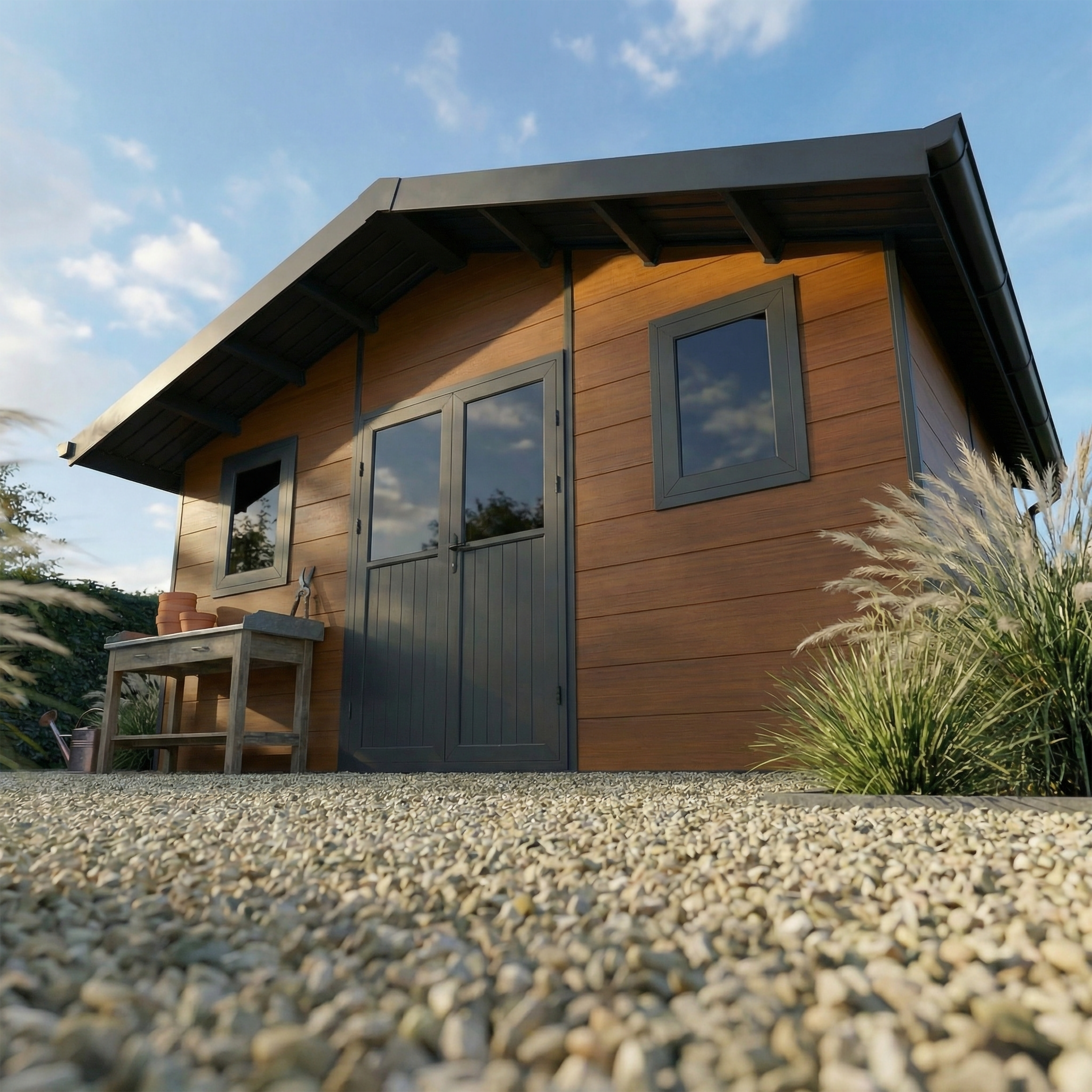 Direct Abris - Abri de Jardin Bois Composite 20m2 Brun ISORA - Extension - Cabane de Jardin - Local - Image 2