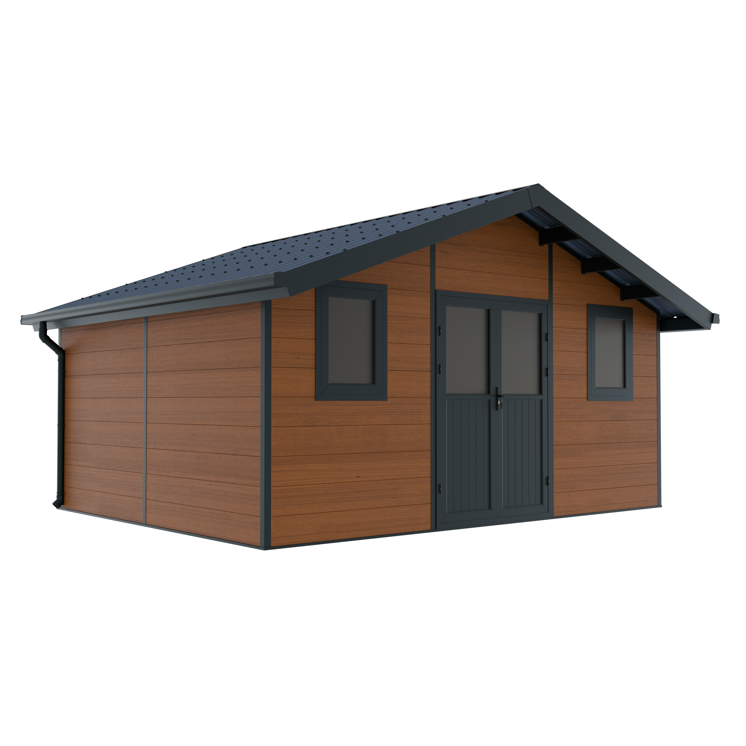 Direct Abris - Abri de Jardin Bois Composite 20m2 Brun ISORA - Extension - Cabane de Jardin - Local - Image 3