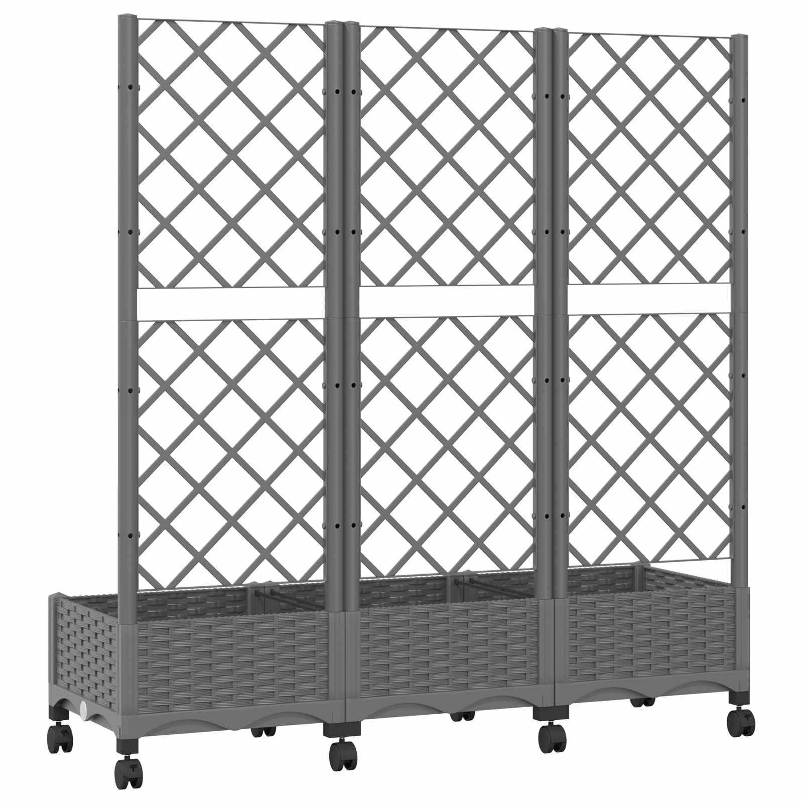 ComfortXL - Grand bac à fleurs avec treillis polypropylène balcon croissance verticale gris clair - ComfortXL Outdoor Living - Image 5
