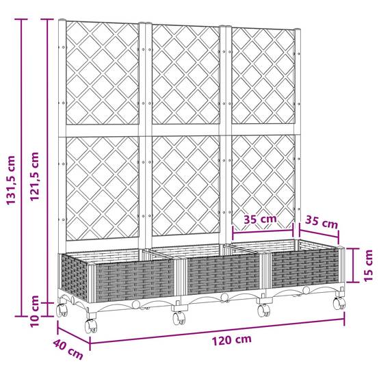 ComfortXL - Grand bac à fleurs avec treillis polypropylène balcon croissance verticale gris clair - ComfortXL Outdoor Living - Image 8