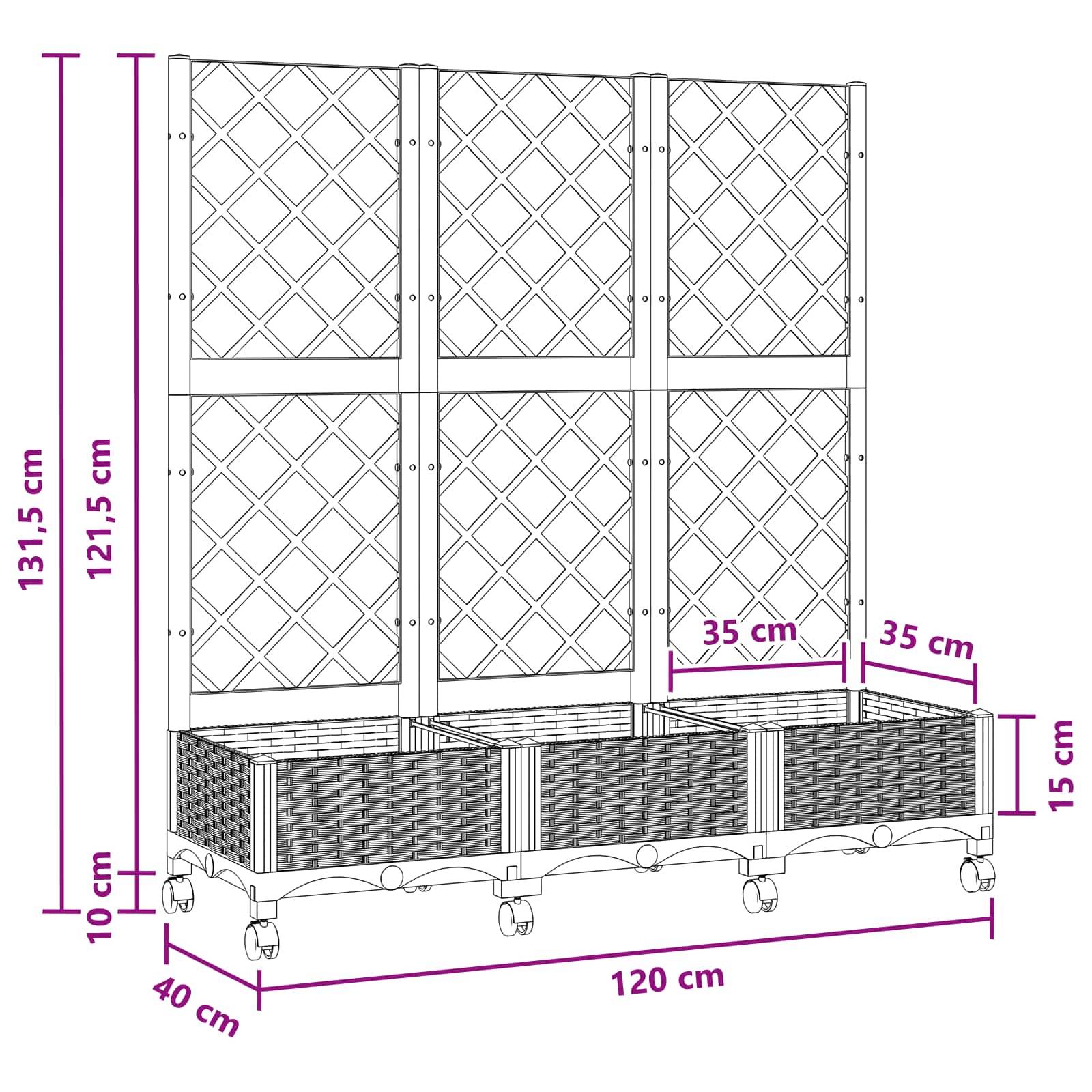 ComfortXL - Grand bac à fleurs avec treillis polypropylène balcon croissance verticale gris clair - ComfortXL Outdoor Living - Image 8