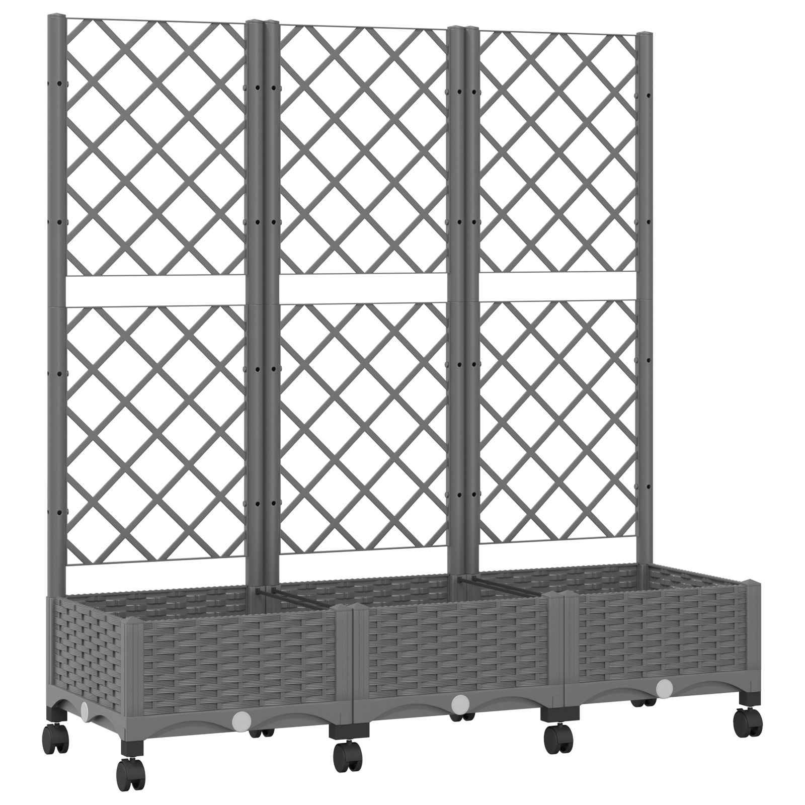 ComfortXL - Grand bac à fleurs avec treillis polypropylène balcon croissance verticale gris clair - ComfortXL Outdoor Living - Image 2
