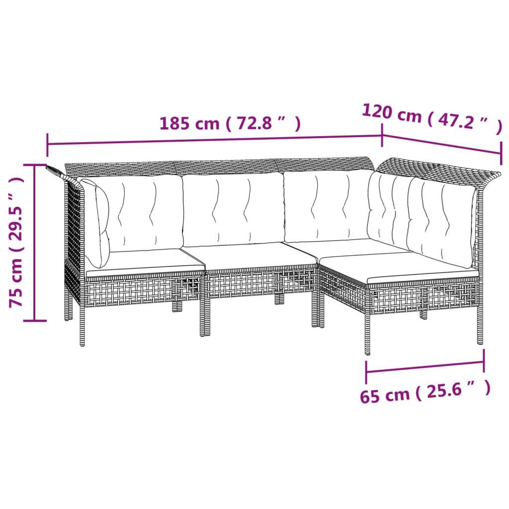 Helloshop26 - Salon de jardin meuble d'extérieur ensemble de mobilier 8 pièces avec coussins gris résine tressée - Imagen 4