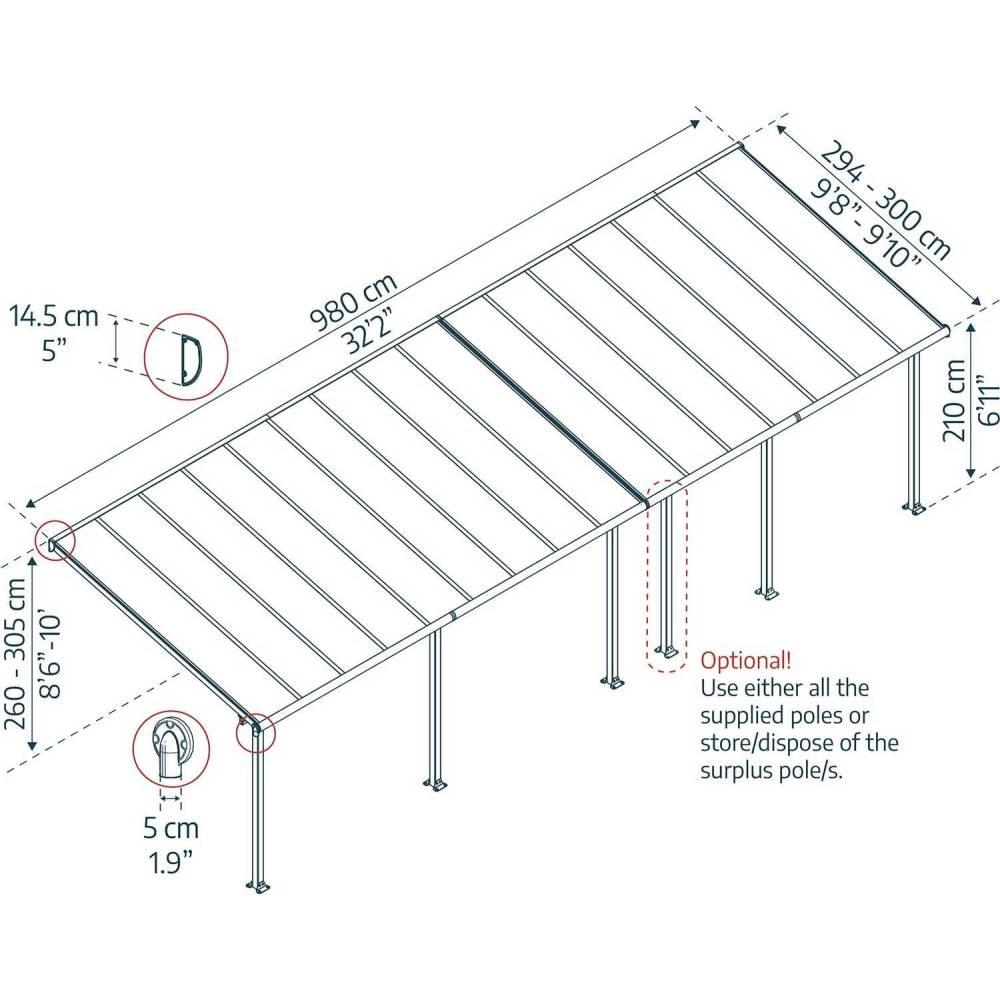 Canopia - Canopia Pergola Olympia 3X9,8 Blanche - Imagen 3