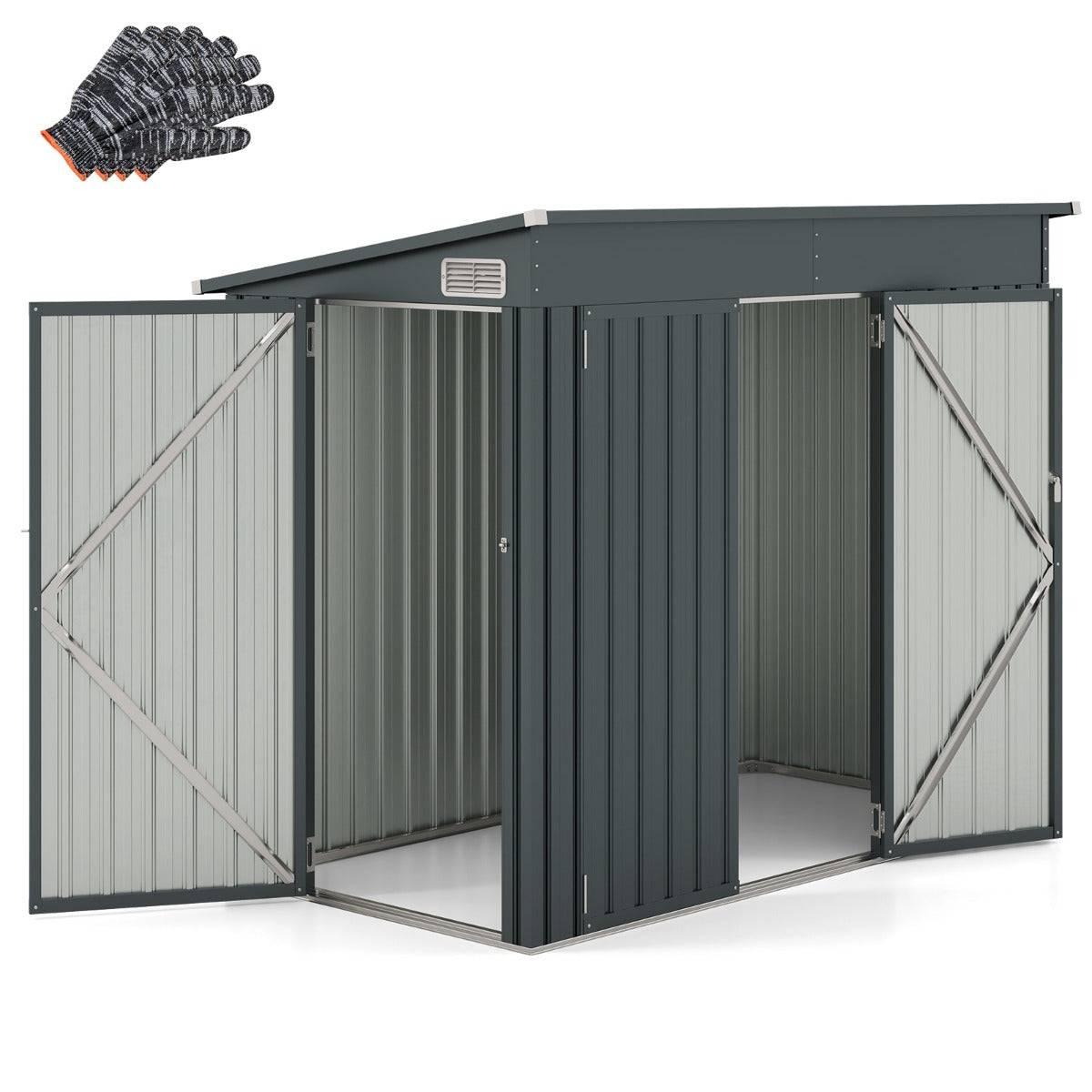 Helloshop26 - Abri de jardin en métal galvanisé 235 x 117 x 185 cm coupe-vent et imperméable design moderne en gris foncé