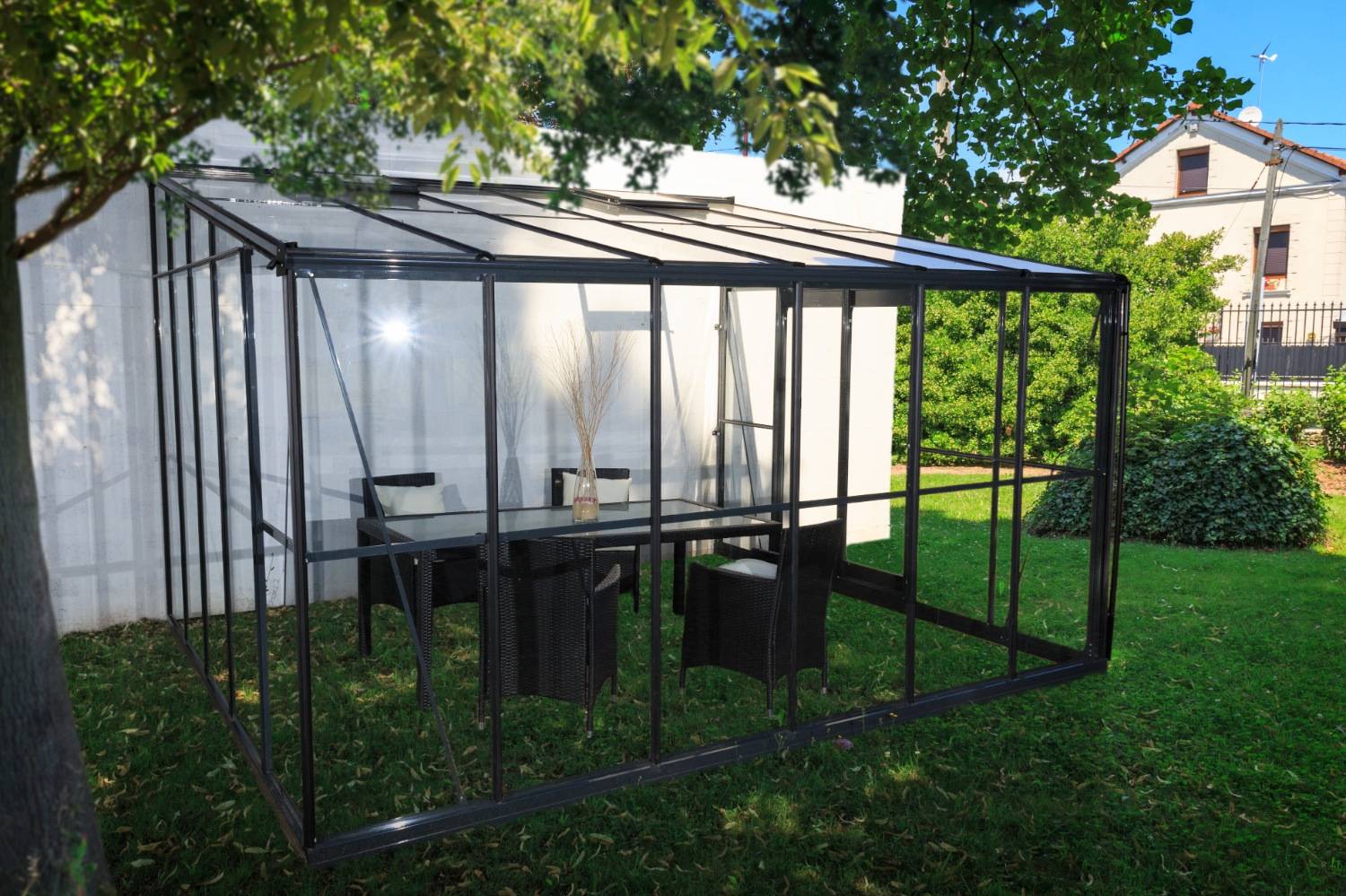 Châlet-Jardin - Serre d'hiver verre - 12 m2 grise adossable Chalet & Jardin - Image 1