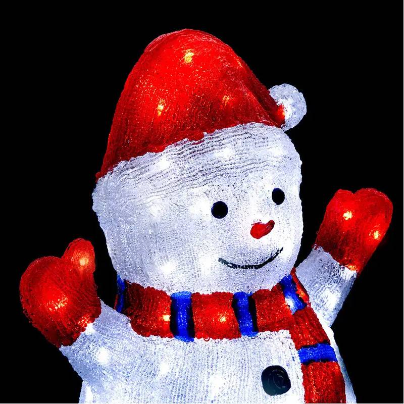 Fééric Lights & Christmas - Bonhomme de neige lumineux extérieur H48cm 90 LED à panneau solaire - Feeric Lights & Christmas - Imagen 2