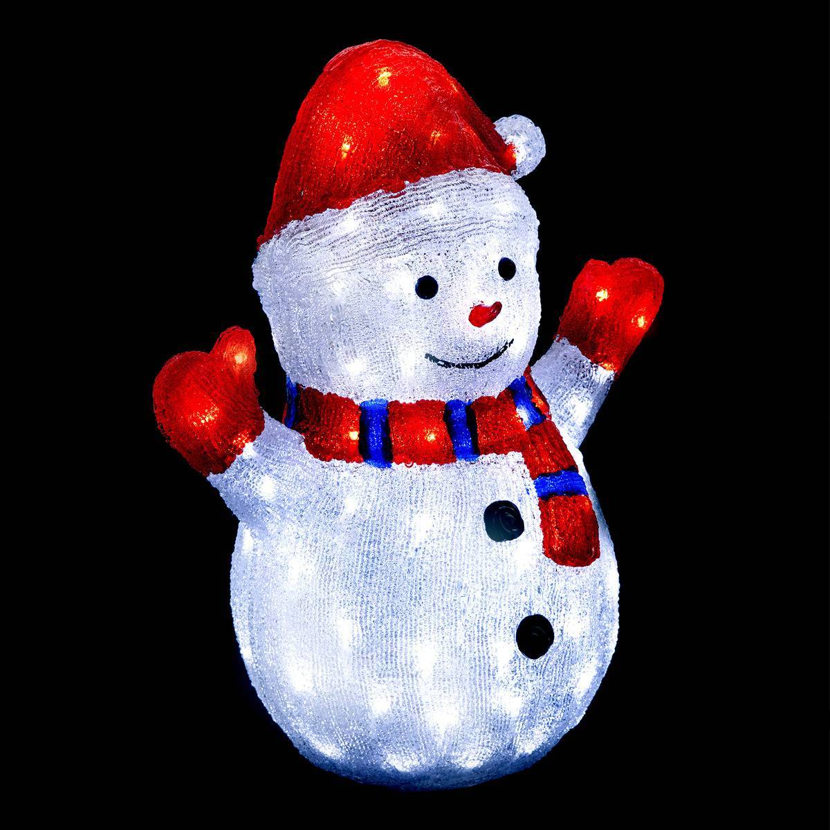Fééric Lights & Christmas - Bonhomme de neige lumineux extérieur H48cm 90 LED à panneau solaire - Feeric Lights & Christmas - Imagen 1