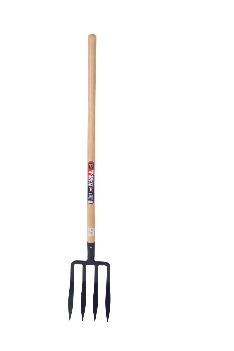 Spear & Jackson - Fourche à bêcher à douille 4 dents spatulées de 27 cm manche pomme 100 cm Spear & Jackson - Imagen 1