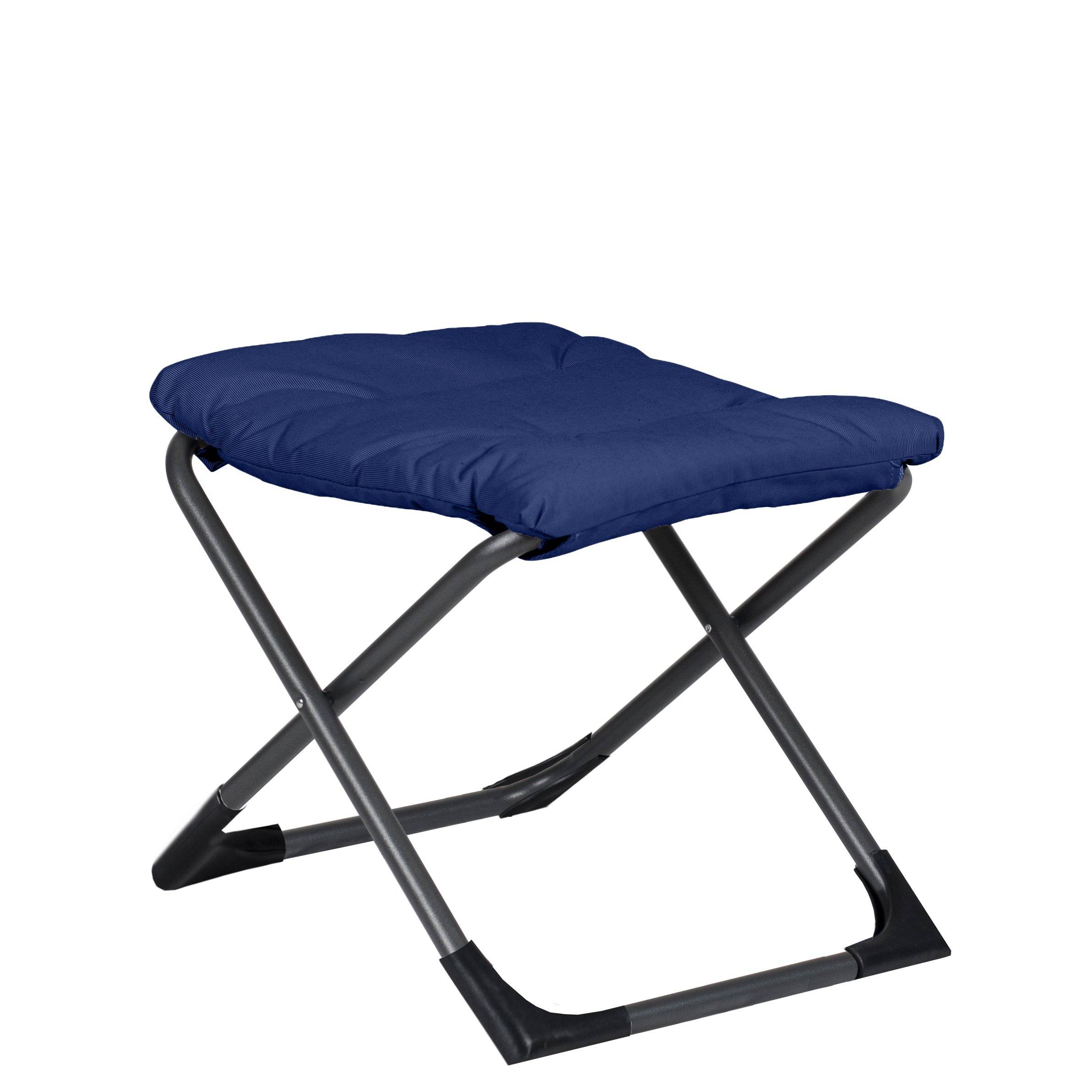Fiam - Repose-Pieds CHICO SOFT Aluminium ANTHRACITE Oléfine BLEU MARINE 49x60x47 cm FIAM
