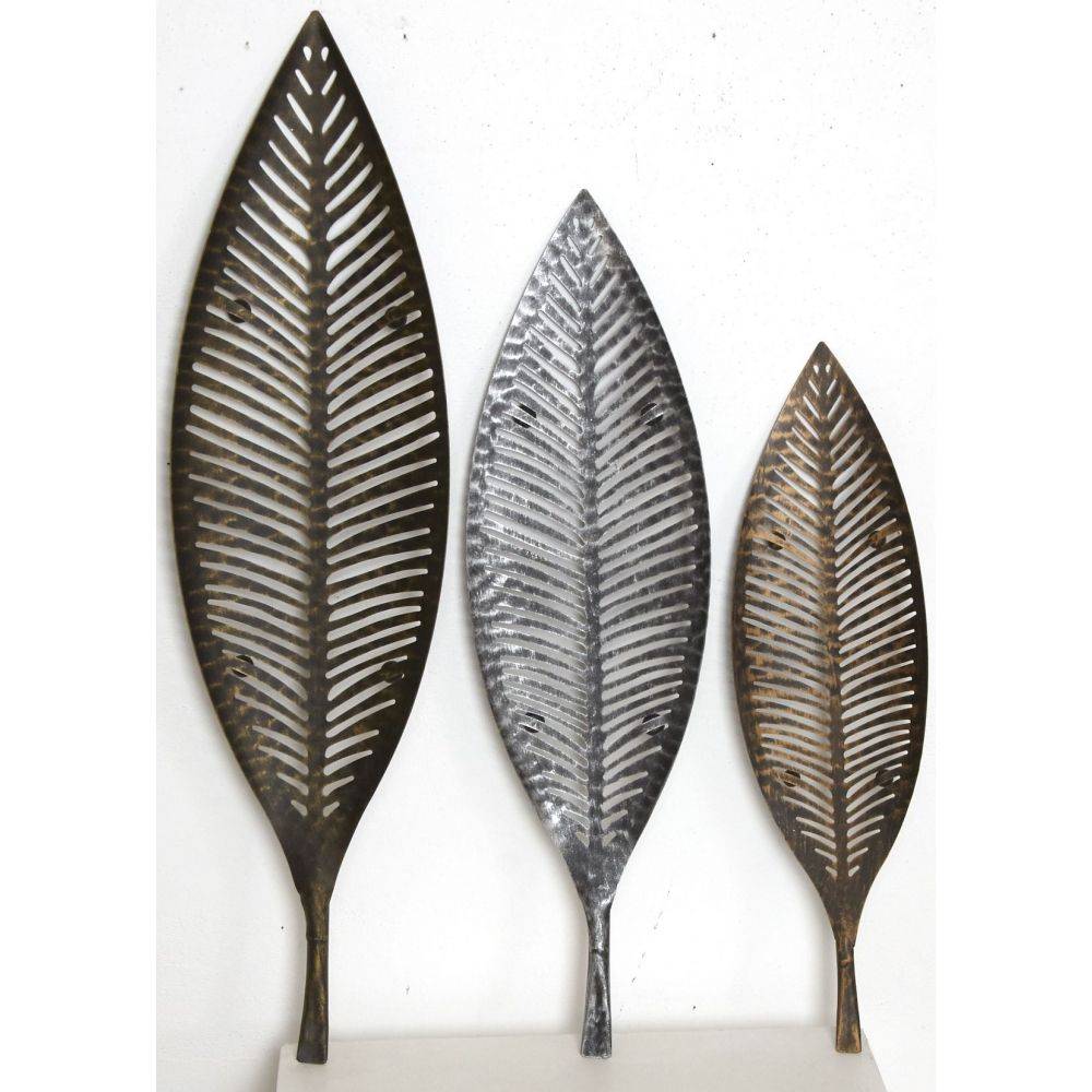 Aubry Gaspard - Corbeilles Feuilles en métal laqué (Lot de 3) - Imagen 3