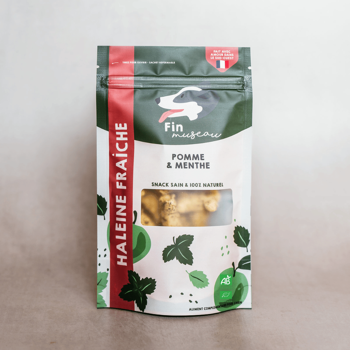 Fin Museau - Friandises Bio Sans Céréales "Haleine Fraîche" Menthe & Pomme pour Chien - Imagen 2