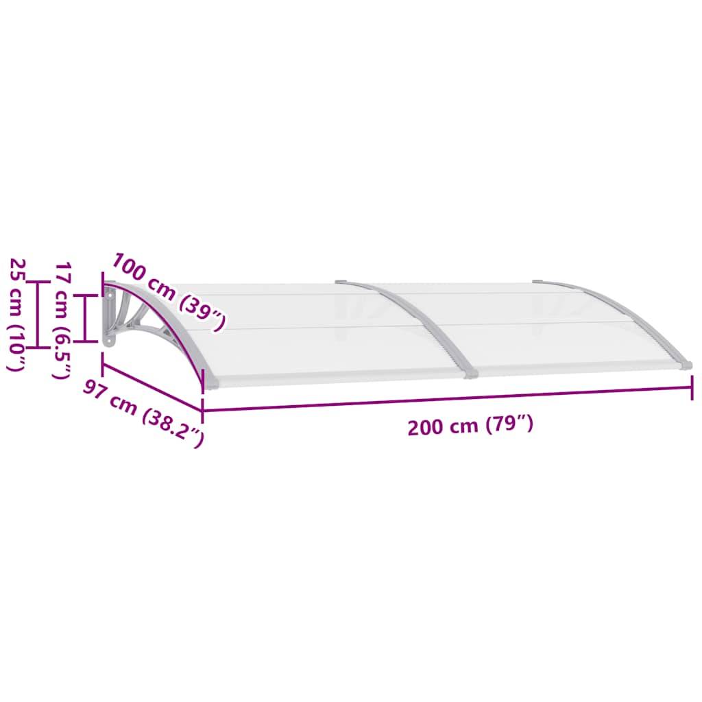Maison Chic - Store banne | Auvent de porte Gris 200x100 cm Polycarbonate Maison Chic - Image 8