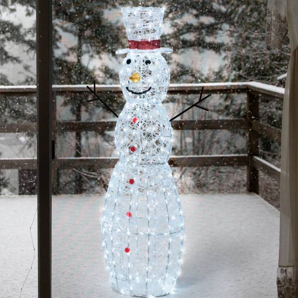 Lotti - Grand Bonhomme de neige lumineux 3D H150cm 320 LED blanc froid 8 jeux lumières IP44 SMART Connect 31V Lotti - Imagen 7