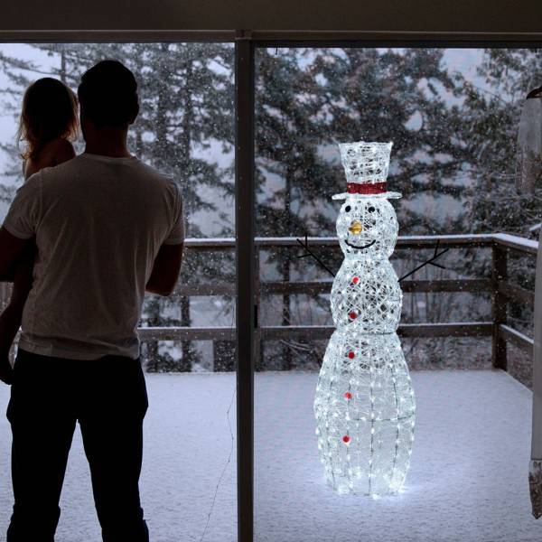 Lotti - Grand Bonhomme de neige lumineux 3D H150cm 320 LED blanc froid 8 jeux lumières IP44 SMART Connect 31V Lotti - Imagen 8