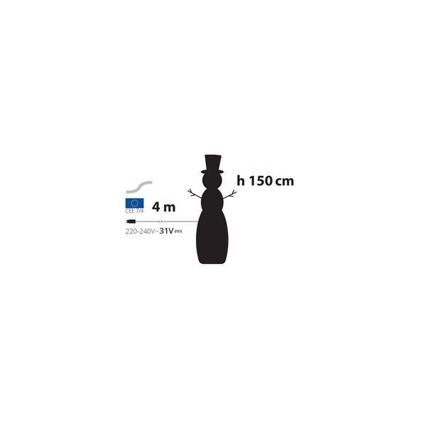 Lotti - Grand Bonhomme de neige lumineux 3D H150cm 320 LED blanc froid 8 jeux lumières IP44 SMART Connect 31V Lotti - Imagen 2